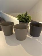 Bloempot, beige, Tuin en Terras, Ophalen, Steen, Gebruikt, Rond