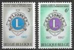 Belgie 1967 - Yvert 1404 -1405 - Lions Internationaal (PF), Timbres & Monnaies, Neuf, Envoi, Non oblitéré