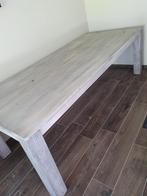 Houten vergrijsde teak eettafel, Huis en Inrichting, Tafels | Eettafels, Ophalen, Teakhout, 200 cm of meer, 50 tot 100 cm