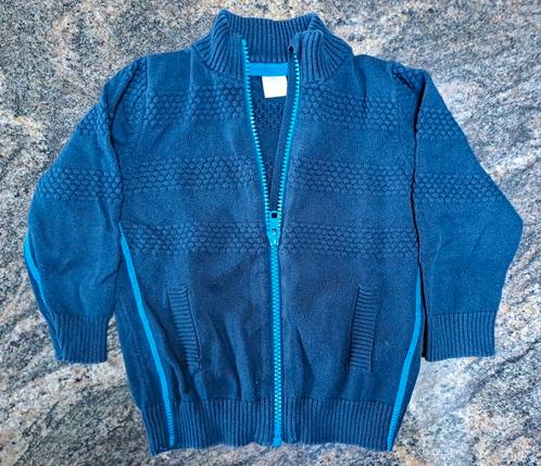 Donkerblauwe gebreide gilet met rits Mt 86, Kinderen en Baby's, Babykleding | Maat 86, Zo goed als nieuw, Jongetje, Truitje of Vestje