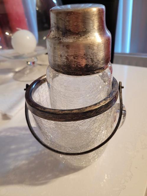 Prachtige zilveren beker met afgeschuind glas, Antiek en Kunst, Antiek | Email, Ophalen of Verzenden