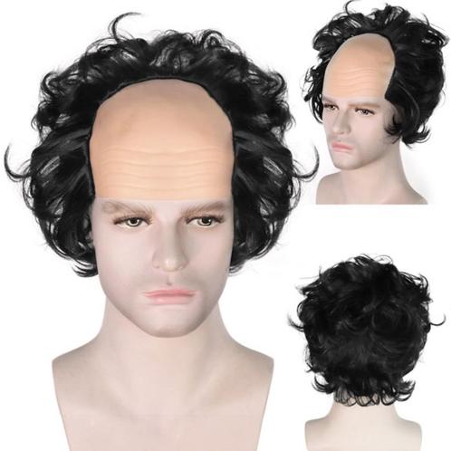 CARNAVAL Professor pruik kaal voorhoofd met zwart haar, Bijoux, Sacs & Beauté, Beauté | Soins des cheveux, Neuf, Perruque ou Extension de cheveux
