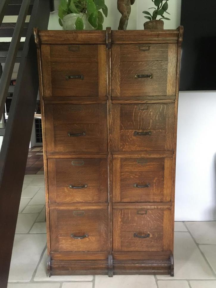 Zeldzaam Dubbele antiek eiken Notariskast / archiefkast, Antiek en Kunst, Antiek | Meubels | Kasten, Ophalen