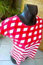 rood wit stijlvol T-shirt, Maat 42/44 (L), Ophalen of Verzenden, Korte mouw, Gedragen