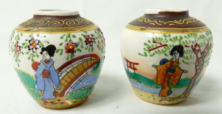 2 Satsuma vaasjes, Antiek en Kunst, Antiek | Keramiek en Aardewerk, Ophalen of Verzenden
