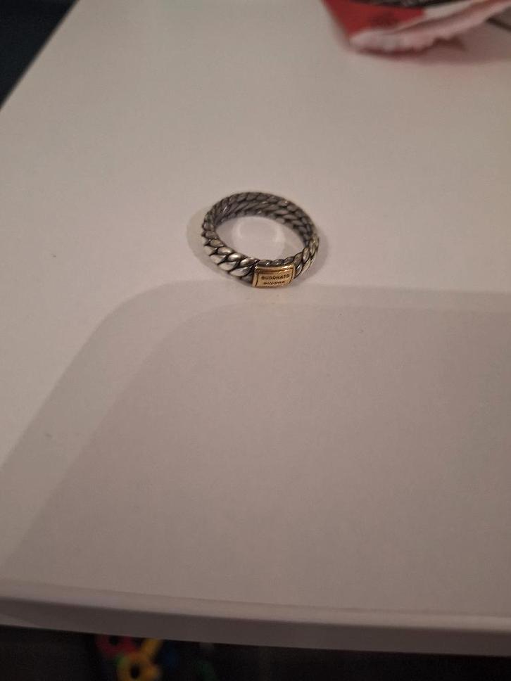 Ring 14K  met rodium zilver buddha to buddha, Bijoux, Sacs & Beauté, Bagues, Comme neuf, Femme ou Homme, 17 à 18, Argent, Or, Enlèvement