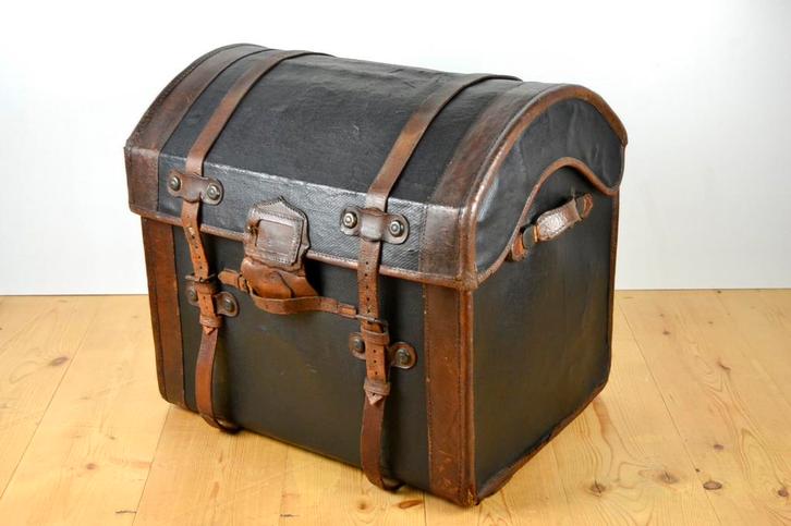 Antieke Canvas + Rieten Reiskoffer - eind 19e Eeuw !, Antiek en Kunst, Antiek | Woonaccessoires, Ophalen