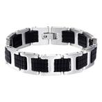 Roestvrij stalen mannenarmband zwarte accenten, Ophalen of Verzenden, Nieuw, Staal