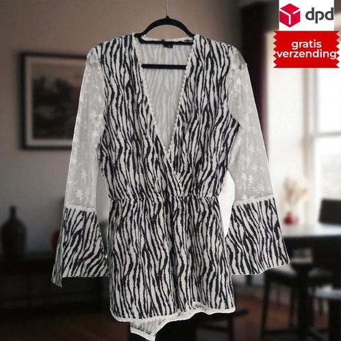 Playsuit zebra print en kant M, Kleding | Dames, Jumpsuits, Nieuw, Maat 36 (S), Zwart, Verzenden