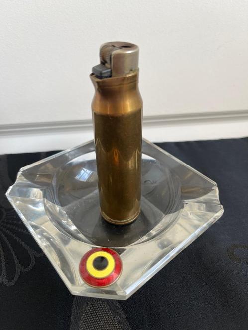 cendrier cristal Val-St-Lambert patriotique obus 20 briquet, Verzamelen, Militaria | Algemeen, Landmacht, Embleem of Badge, Ophalen of Verzenden
