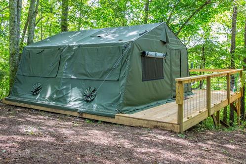 Amerikaanse legertent 5x5 meter, Caravans en Kamperen, Tenten, Zo goed als nieuw, Ophalen