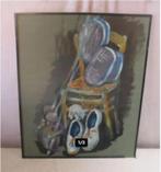 Mooi Aquarel 'Stoelen Maskers Schoenen en Degens' - E.D., Antiek en Kunst, Kunst | Schilderijen | Klassiek, Ophalen of Verzenden