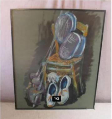 Mooi Aquarel 'Stoelen Maskers Schoenen en Degens' - E.D. beschikbaar voor biedingen