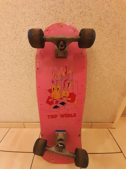 Vintage skateboard uit de 90's thema "trip world" (game boy), Sport en Fitness, Skateboarden, Gebruikt, Skateboard, Ophalen