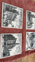 Vier tegels van Antwerpen, Kempen, Brugge en Oudenaarde, Antiquités & Art, Art | Dessins & Photographie, Enlèvement ou Envoi