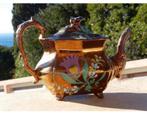 Antiek handgeschilderde Koper - Koperen Floral theepot 1830, Antiek en Kunst, Ophalen of Verzenden