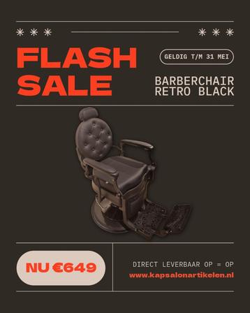 Barberchair Retro all black matt normaal €899 nu €649 SALE!! beschikbaar voor biedingen