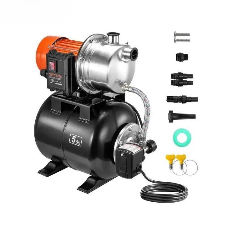 Krachtige Putpomp met 5-Gallon Druktank – 3785 l/u,, Tuin en Terras, Waterpompen, Nieuw, Elektrisch, Hydrofoorpomp, Verzenden