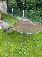 Metalen Bistro tafel + 2 stoelen, Tuin en Terras, Ophalen, Gebruikt