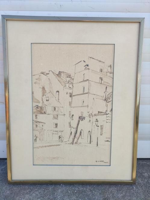 dessin paris signe robert liard, Antiek en Kunst, Kunst | Tekeningen en Fotografie, Ophalen of Verzenden