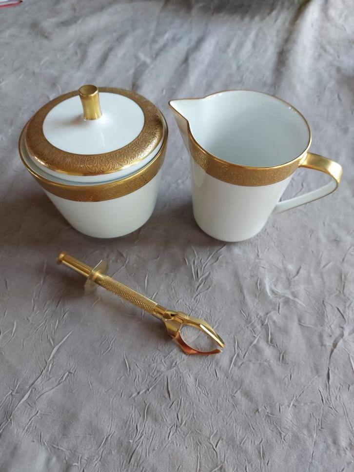 pot à lait et sucrier avec pince HUTSCHENREUTHER, Antiek en Kunst, Antiek | Keramiek en Aardewerk, Ophalen of Verzenden