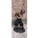 Large Bronze Statue of a Boy Swinging Golf Club, Antiquités & Art, Bronze, Enlèvement ou Envoi