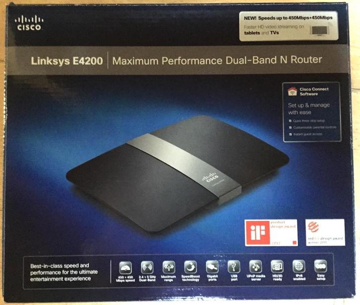 CISCO LINKSYS E4200 Router, WIFI, perfecte werking als nieuw, Computers en Software, Routers en Modems, Zo goed als nieuw, Router