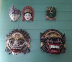 5 INDISCHE HOUTSNIJWERK MASKERS, Antiek en Kunst, Verzenden