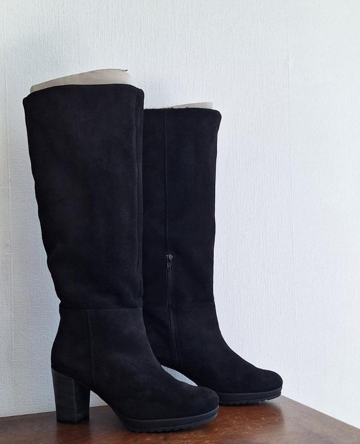 Warme echte velurleren laarzen, maat 39,  merk Taupage, Kleding | Dames, Schoenen, Zo goed als nieuw, Hoge laarzen, Zwart, Verzenden