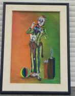 huile sur toile clown signe huls 96, Antiek en Kunst, Kunst | Schilderijen | Klassiek, Ophalen of Verzenden