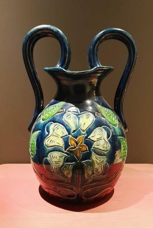 Gros vase art deco Vlaamse Aardewerk à 4 oreilles, Antiquités & Art, Antiquités | Céramique & Poterie, Enlèvement