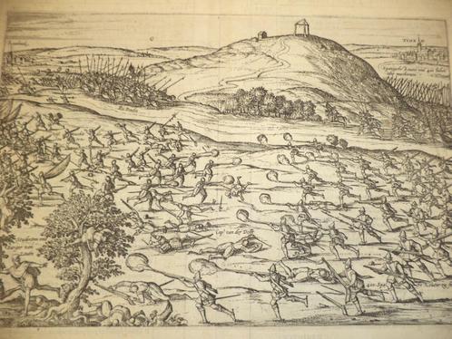 Frans HOGENBERG kopergravure de slag bij Tienen, Vissenaken, Antiek en Kunst, Kunst | Etsen en Gravures, Ophalen of Verzenden