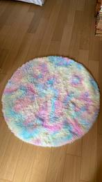 Rond fluffy tapijt ø1m pastel tinten, Enlèvement, Comme neuf, Rond