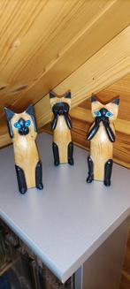 Statuettes chats en bois, Comme neuf, Enlèvement ou Envoi