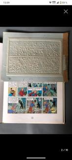 Kuifje, zeldzame set van 5 Objective Lune-printplaten, Boeken, Stripverhalen, Ophalen