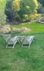 2 teakhouten loungestoelen, Tuin en Terras, Ophalen, Gebruikt, Teakhout, Verstelbaar