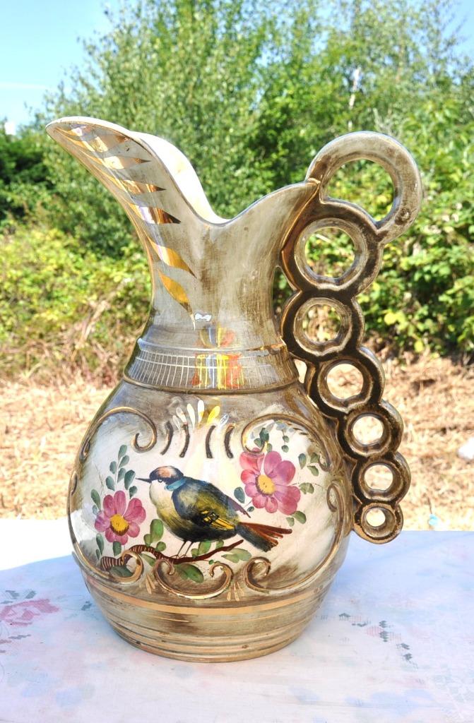 grosse cruche broc décor moineau n260, Antiquités & Art, Enlèvement ou Envoi