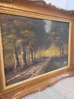 Peinture ancienne huile sur toile – Paysage forestier, Antiquités & Art, Enlèvement