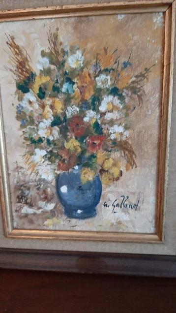 Schilderij Gaillard vaas bloemen op doek 1987 met certificaa