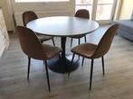 tafel en 4 stoelen, Ophalen, Kunststof, Rond, Zo goed als nieuw
