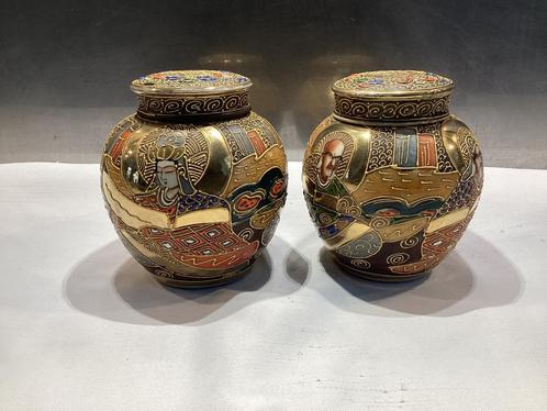 2 pots à gingembre en grès Satsuma. 077/a., Antiquités & Art, Antiquités | Céramique & Poterie, Enlèvement