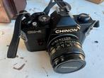Chinon CM-4 Camera met flits en leder tas, Ophalen of Verzenden