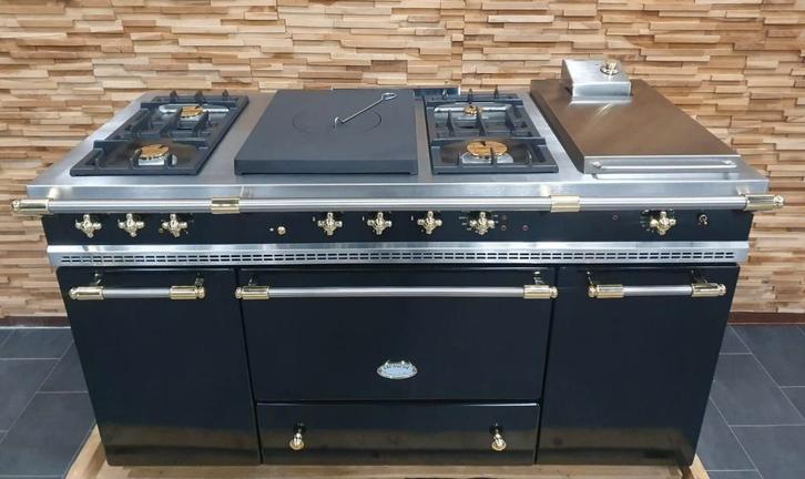 🔥Poêle Lacanche de luxe 150cm noir + friteuse en laiton, Electroménager, Cuisinières, Comme neuf, Autoportant, 5 zones de cuisson ou plus