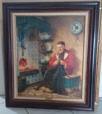 Schilderij man met pijp. beschikbaar voor biedingen