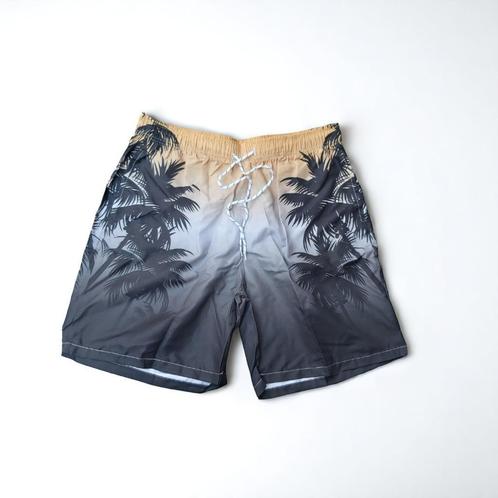 Zwembroek - zwem short beige zwart met palmbomen 1XL, Kleding | Heren, Badmode en Zwemkleding, Zwemshort, Maat 56/58 (XL), Zwart