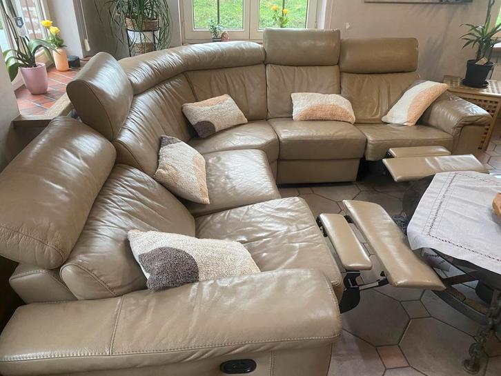 Lederen hoeksalon., Huis en Inrichting, Zetels | Complete zithoeken, Gebruikt, Leer, Ophalen