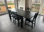 Table et 6 chaises noires Ikea avec 2 allonges, Enlèvement, Utilisé, Ikea noir, 4 à 6 chaises
