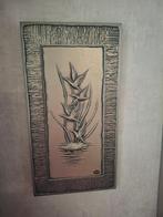 Muurdecoratie tin op hout, Huis en Inrichting, Woonaccessoires | Wanddecoraties, Ophalen, Zo goed als nieuw