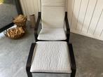 Fauteuil en voetenbankje, Huis en Inrichting, Fauteuils, Ophalen, Zo goed als nieuw, Hout