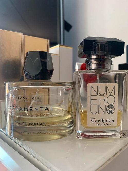 Lot 2 parfums : Atramental Room 1015 + Carthusia Numero Uno, Handtassen en Accessoires, Uiterlijk | Parfum, Gebruikt, Verzenden